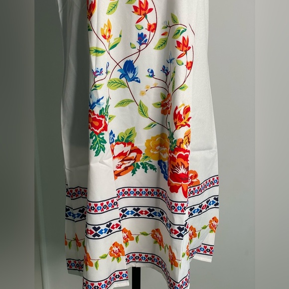 Vintage Floral Print Dress, Casual Tie Back Sleeveless Dress, - Picture 8 of 8